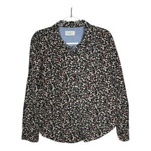 Birds Of Paradis Corduroy Shirt Womens Medium Ditsy Floral‎ Cottagecore Buttons